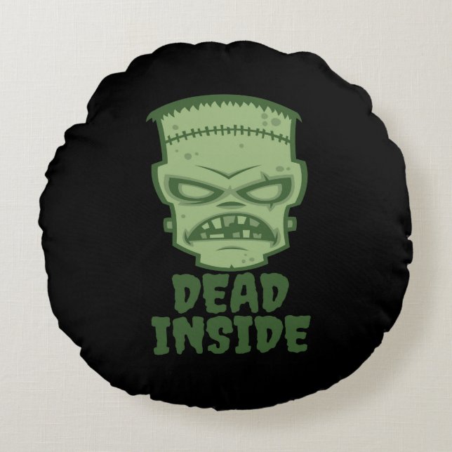 Dead Inside Frankenstein Monster Rundes Kissen (Vorderseite)