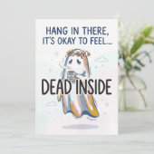 Dead Inside Ghost with Coffee Feiertagskarte (Stehend Vorderseite)