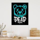 Dead Inside Graffiti Bear - Driving Neon Sad Bear Poster (Küche)