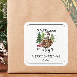 Dead Inside Jolly AF Christmas Funny Quote Quadratischer Aufkleber