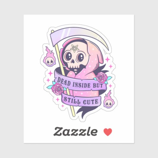 Dead Inside Pastel Goth Grim Sensenmann Aufkleber (Blatt)