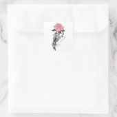 Dead Inside Skeleton Rose Quadratischer Aufkleber (Tasche)