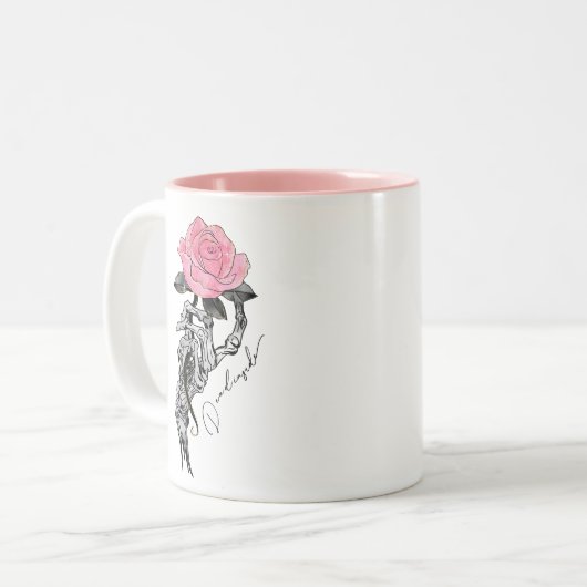 Dead Inside Skeleton Rose Zweifarbige Tasse (Vorderseite Links)
