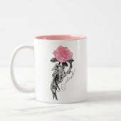 Dead Inside Skeleton Rose Zweifarbige Tasse (Links)