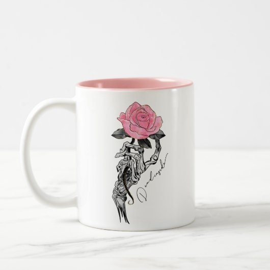 Dead Inside Skeleton Rose Zweifarbige Tasse (Links)