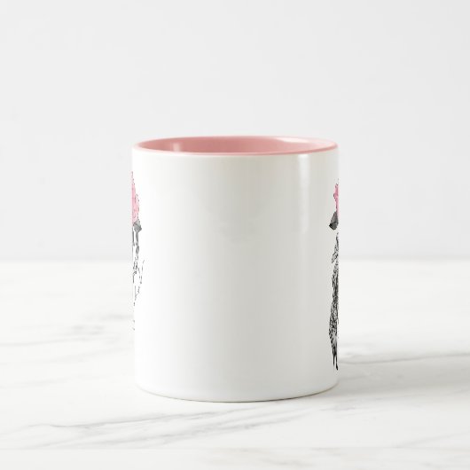 Dead Inside Skeleton Rose Zweifarbige Tasse (Mittel)