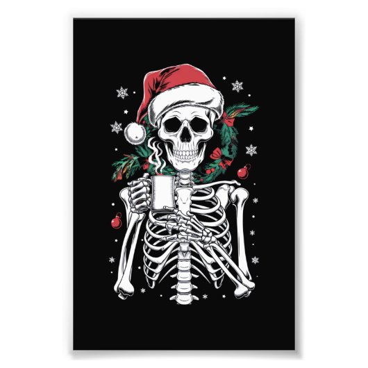 Dead Inside Skeleton Weihnachtskaffee Lover Gesche Fotodruck (Vorne)