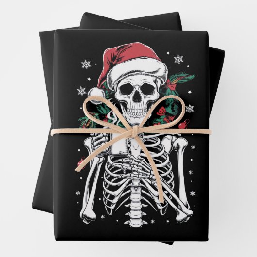Dead Inside Skeleton Weihnachtskaffee Lover Gesche Geschenkpapier Set (Beispiel)
