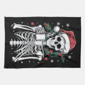 Dead Inside Skeleton Weihnachtskaffee Lover Gesche Geschirrtuch (Horizontal)