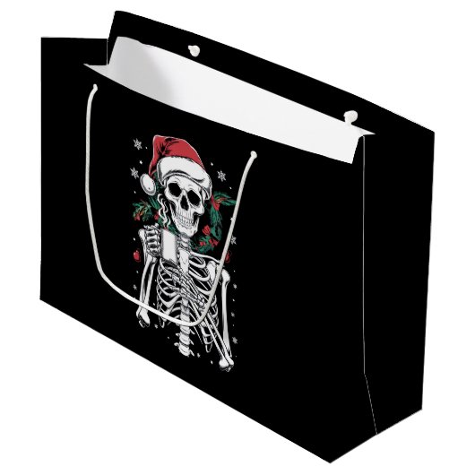 Dead Inside Skeleton Weihnachtskaffee Lover Gesche Große Geschenktüte (Vorderseite Schrägansicht)