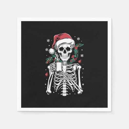 Dead Inside Skeleton Weihnachtskaffee Lover Gesche Serviette (Vorderseite)