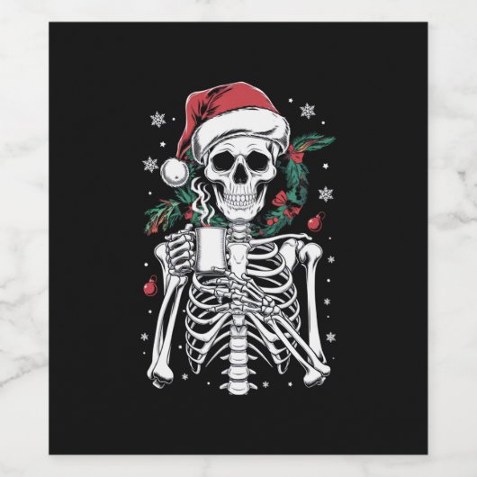 Dead Inside Skeleton Weihnachtskaffee Lover Gesche Weinetikett (Einzelnes Label)