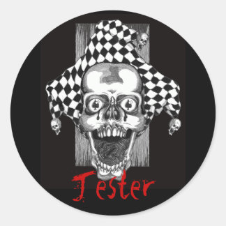 Dead Jester Sticker. Runder Aufkleber