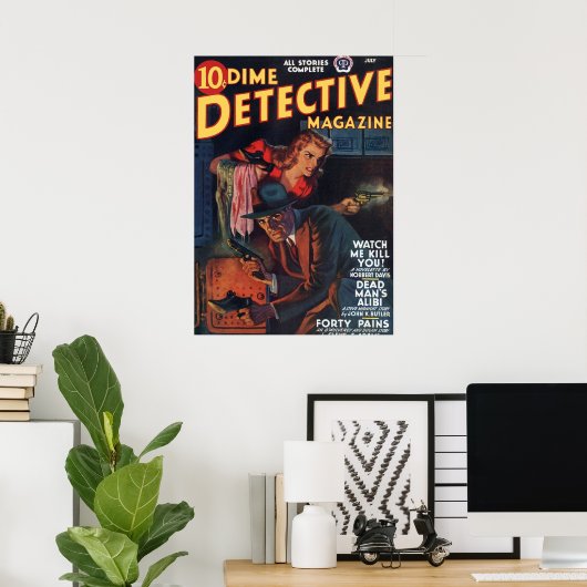 Dead Man39;s Alibi Dime Detective Magazine Poster (Heimbüro)