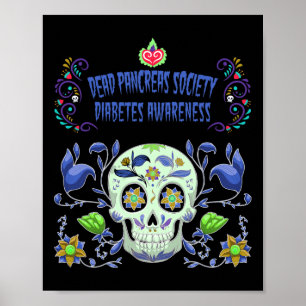 Dead Pankreas Society Blue Sugar Diabetes Awarenes Poster