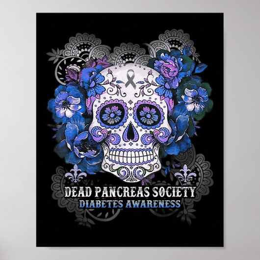Dead Pankreas Society Sugar Skull Diabetes Bewusst Poster (Vorne)