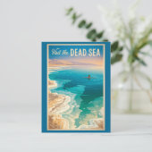 Dead Sea Illustration Travel Art Vintage Postkarte (Stehend Vorderseite)