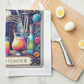 Dead Serious Cocktails Tarot Bartender Skeleton Geschirrtuch (Viertel Falte)