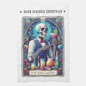 Dead Serious Cocktails Tarot Bartender Skeleton Geschirrtuch (Vertikal)