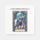 Dead Serious Cocktails Tarot Bartender Skeleton Serviette (Vorderseite)