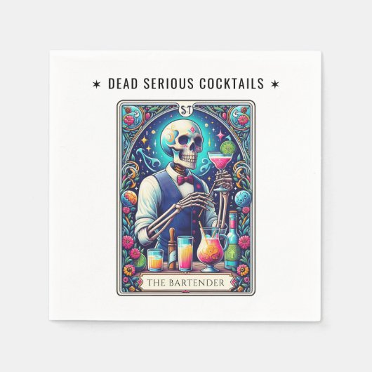 Dead Serious Cocktails Tarot Bartender Skeleton Serviette (Vorderseite)