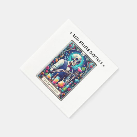 Dead Serious Cocktails Tarot Bartender Skeleton Serviette (Ecke)