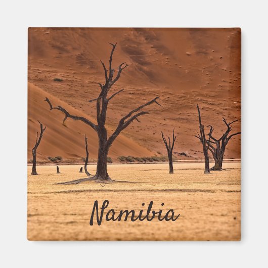 Dead Vlei Namibia Landschaft Foto mit Text Magnet (Vorne)
