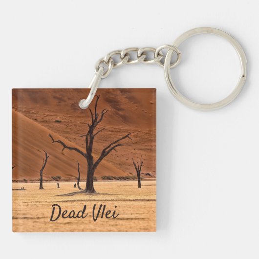 Dead Vlei Namibia Landschaft Foto mit Text Schlüsselanhänger (Rückseite)