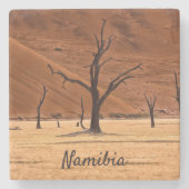 Dead Vlei Namibia Landschaft Foto mit Text Steinuntersetzer (Vorderseite)
