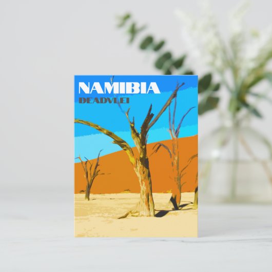 Deadlei Namibia Vintage Art Postkarte (Stehend Vorderseite)