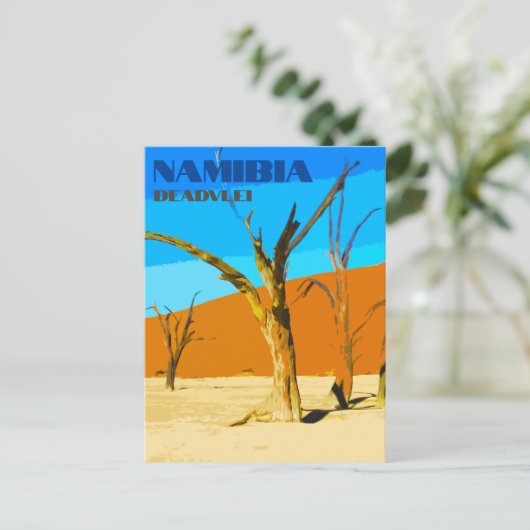 Deadlei Namibia Vintage Art Postkarte (Stehend Vorderseite)