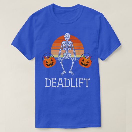 DEADLIFT Funny Halloween Skeleton Candy Buckets Gy T-Shirt (Design vorne)