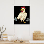 Deadlift Gym Chicken Fitness Bodybuilding Poster (Küche)