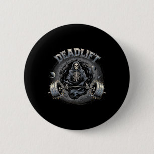 Deadlift Skeleton Geschenk Fitness Goth Tarot Card Button