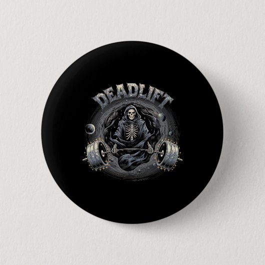 Deadlift Skeleton Geschenk Fitness Goth Tarot Card Button (Vorderseite)