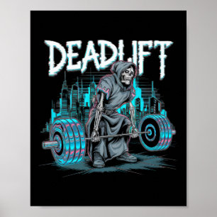 Deadlift Skeleton Geschenk Fitness Goth Tarot Card Poster