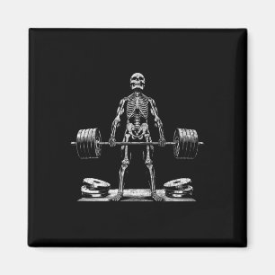 Deadlift Skeleton Halloween Gym Jokes Weightliftin Magnet