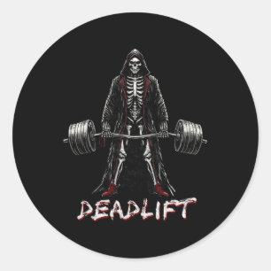 Deadlift Skeleton Halloween Gym Jokes Weightliftin Runder Aufkleber