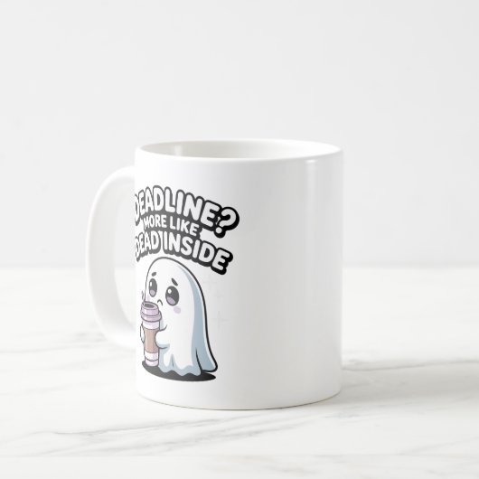 Deadline? More Like Dead Inside Kawaii Ghost Kaffeetasse (Vorderseite Links)
