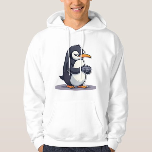 Deadpan-Pinguin-Gamer-Maskottchen Hoodie (Vorderseite)
