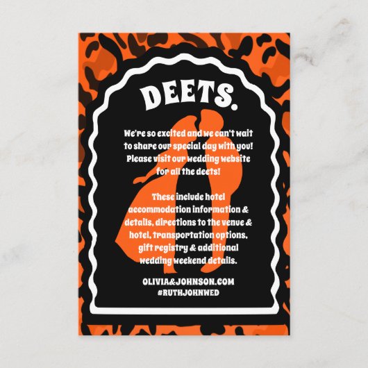Deadses moderne Orange Leopard Print Begleitkarte (Vorderseite)