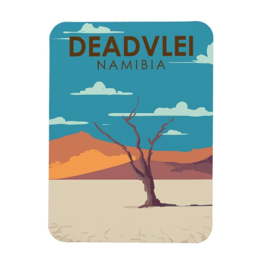 Deadvlei Namibia Vintage Kunst Magnet (Vertikal)
