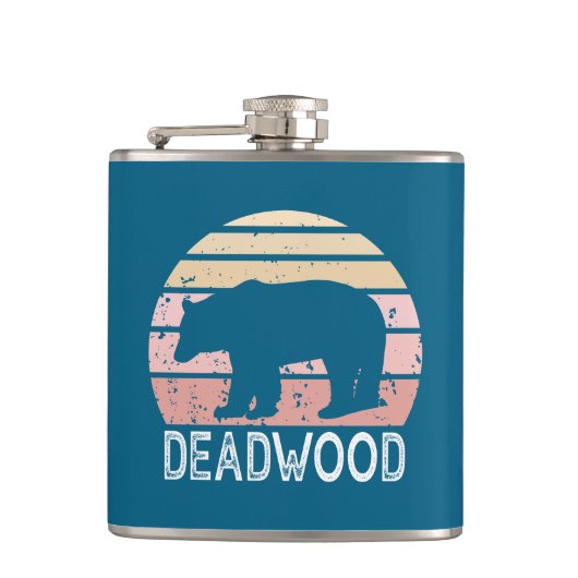Deadwood South Dakota Retro Bär Flachmann (Vorderseite)