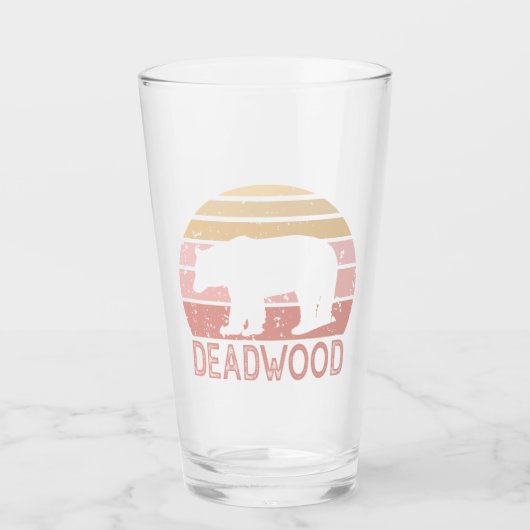 Deadwood South Dakota Retro Bär Glas (Vorderseite)