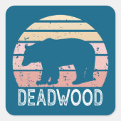 Deadwood South Dakota Retro Bär Quadratischer Aufkleber (Vorderseite)