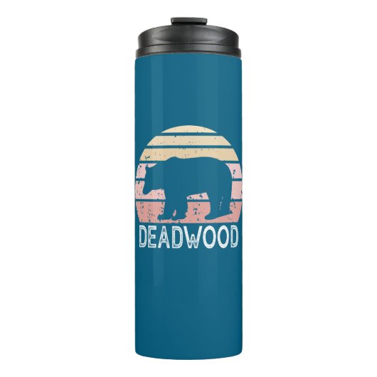 Deadwood South Dakota Retro Bär Thermosbecher (Vorderseite)