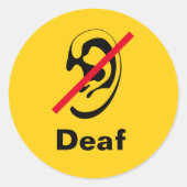 Deaf gelb runder aufkleber (Vorderseite)