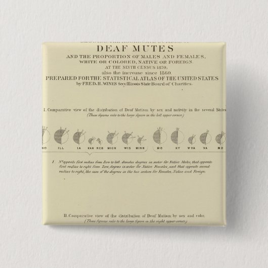 Deaf Mutes, Statistical US Lithograph 1870 Button (Vorderseite)