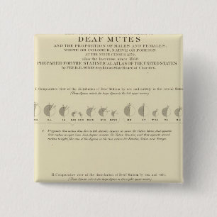 Deaf Mutes, Statistical US Lithograph 1870 Button