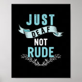 Deaf Not Rude Deaf Awareness Yellow Ribbon Asl Lan Poster (Vorne)